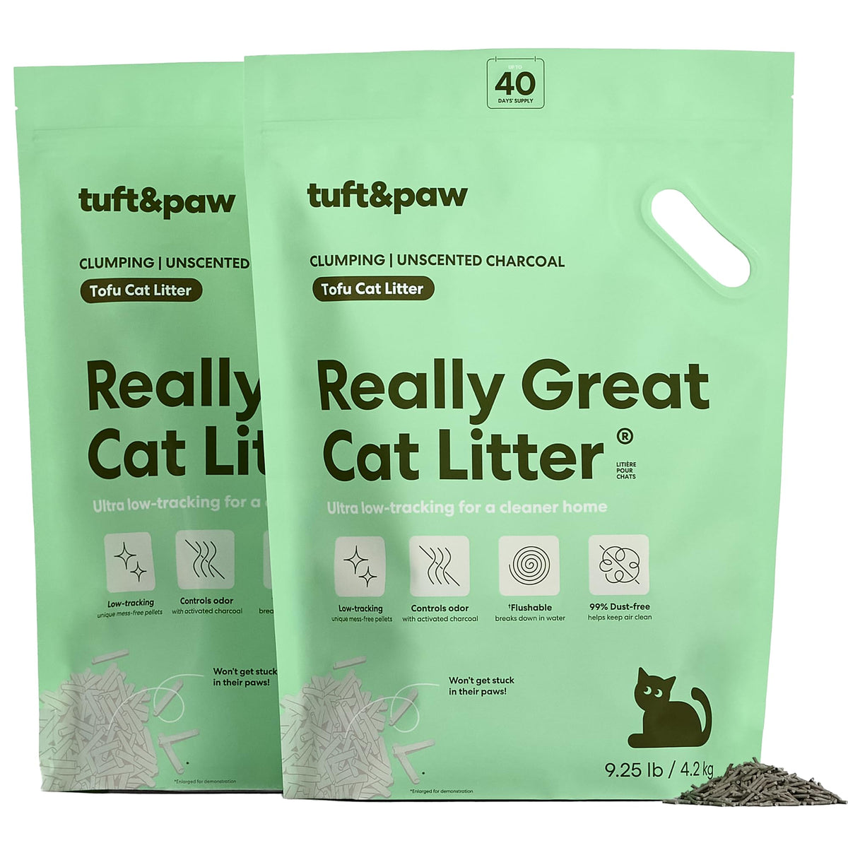 Tofu Cat Litter Clumping Flushable Unscented 9.25lbs 2Bags Y14352