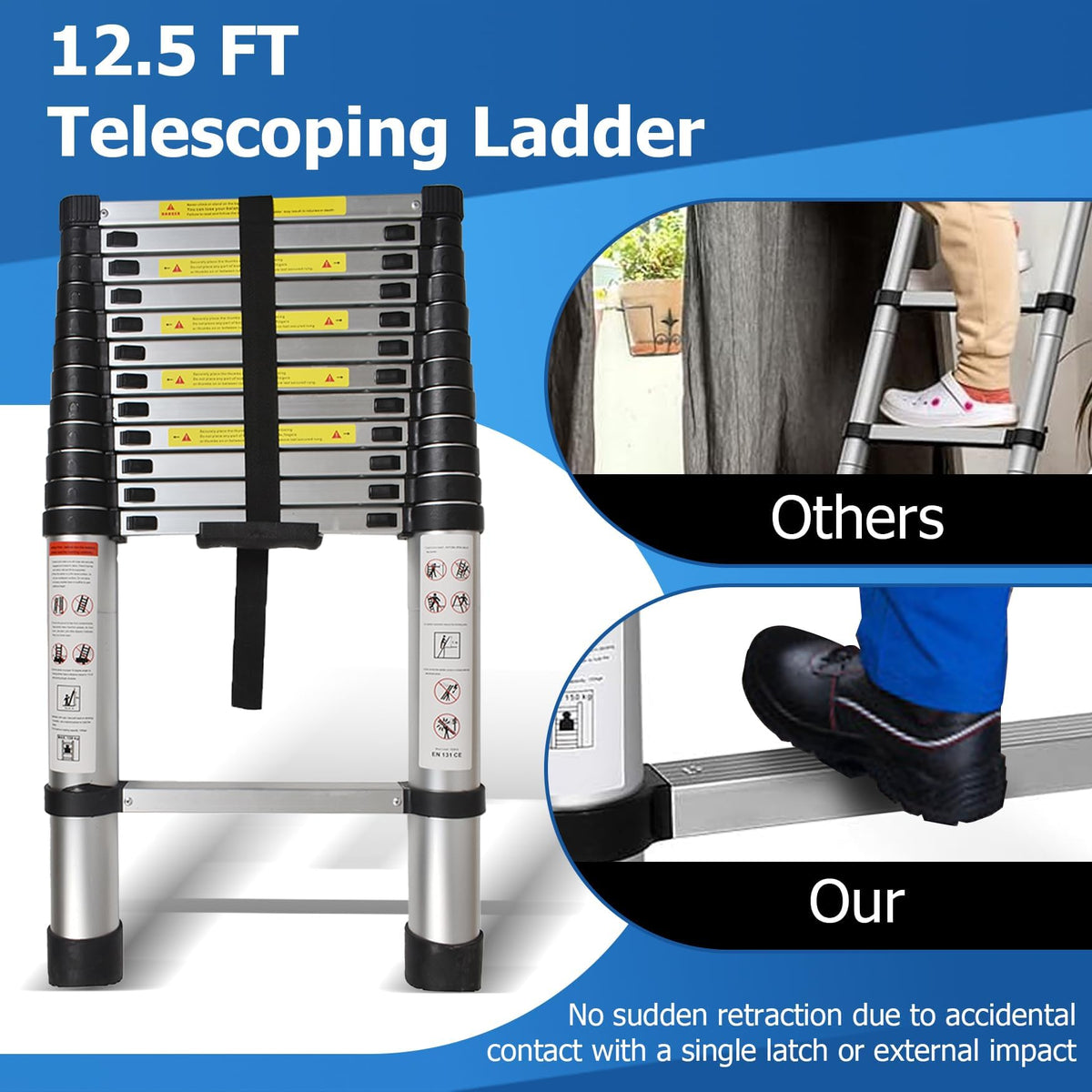 12.5 FT Aluminum Telescoping Ladder Z310