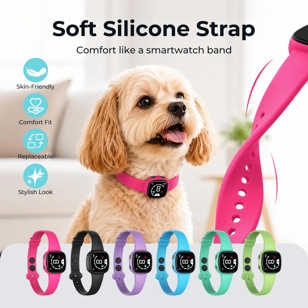 No Bark Collar with Silicone Strap, Pink L75719