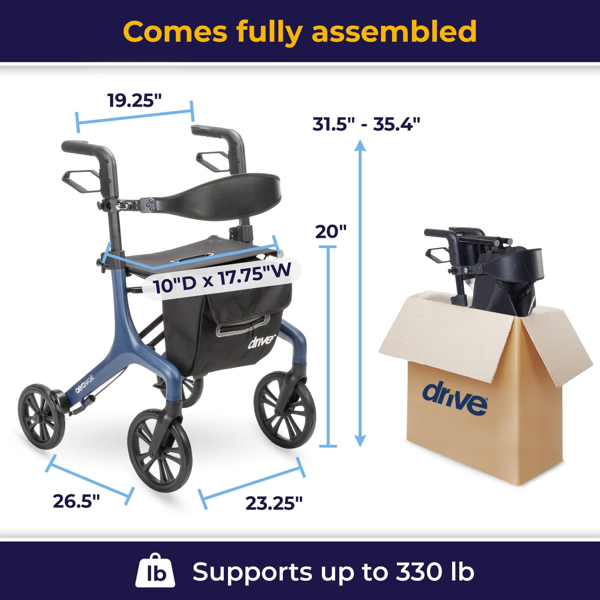 Blue 15.2 lb Rollator X269