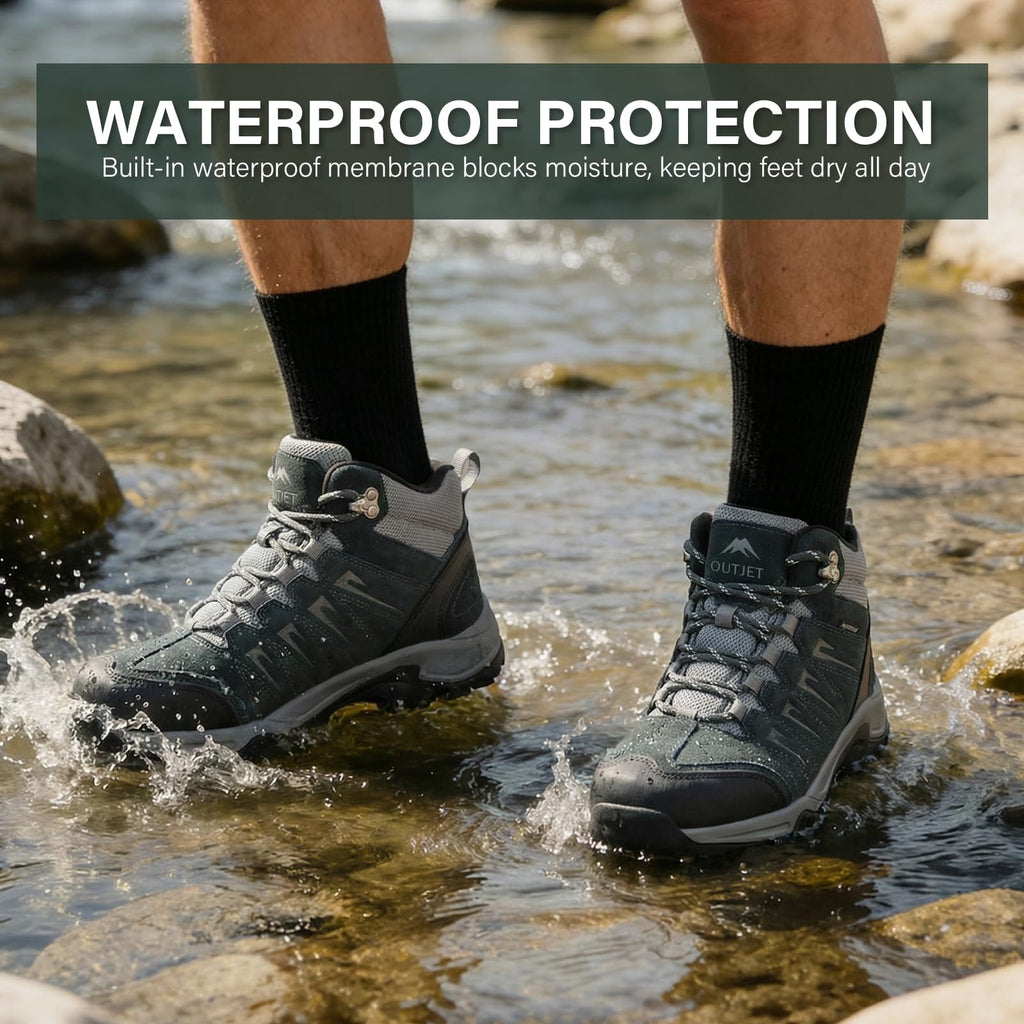 Waterproof Lightweight Leather Mid Ankle Hiking Boots M62939