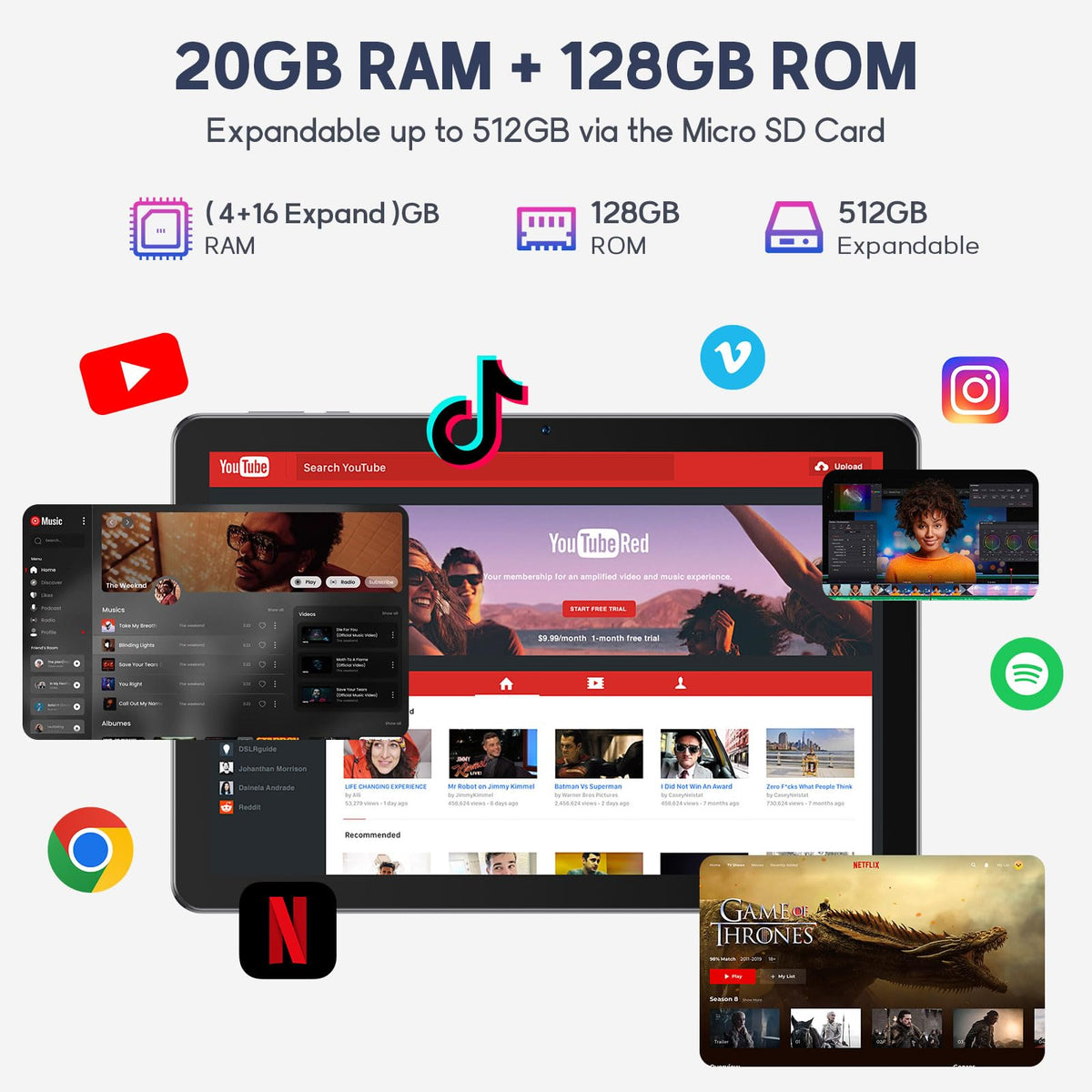 10 Inch Android Tablet with Keyboard 128GB G386150