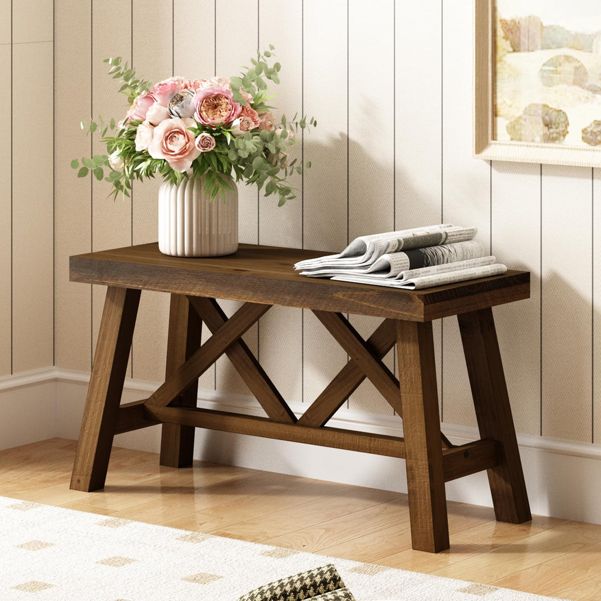 30" Solid Wood Bench M6576