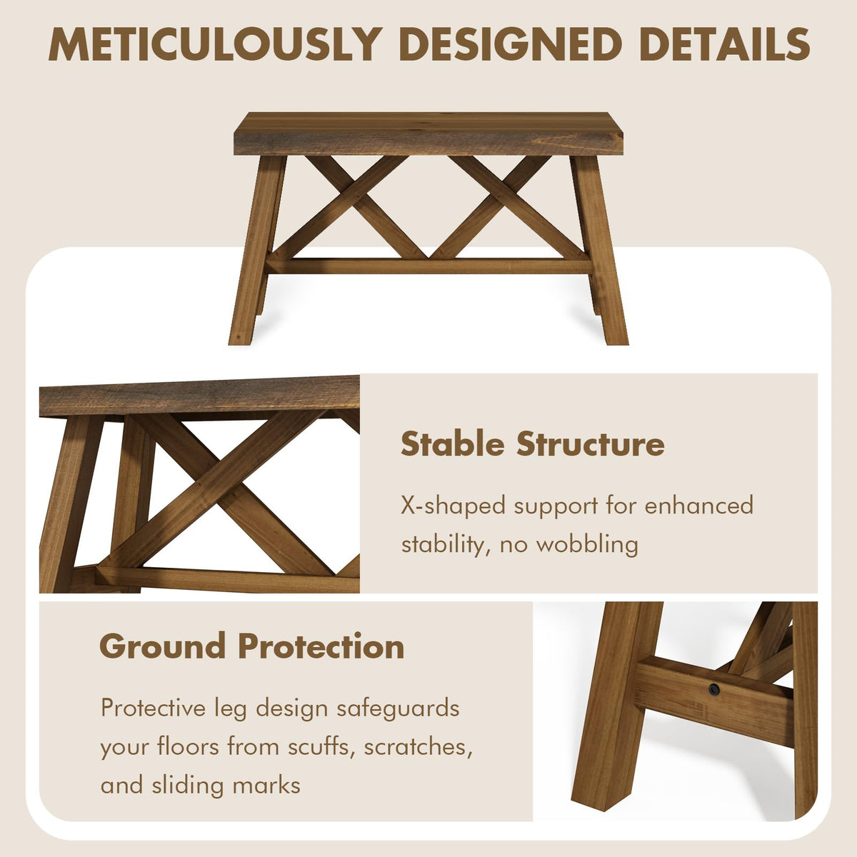 30" Solid Wood Bench M6576
