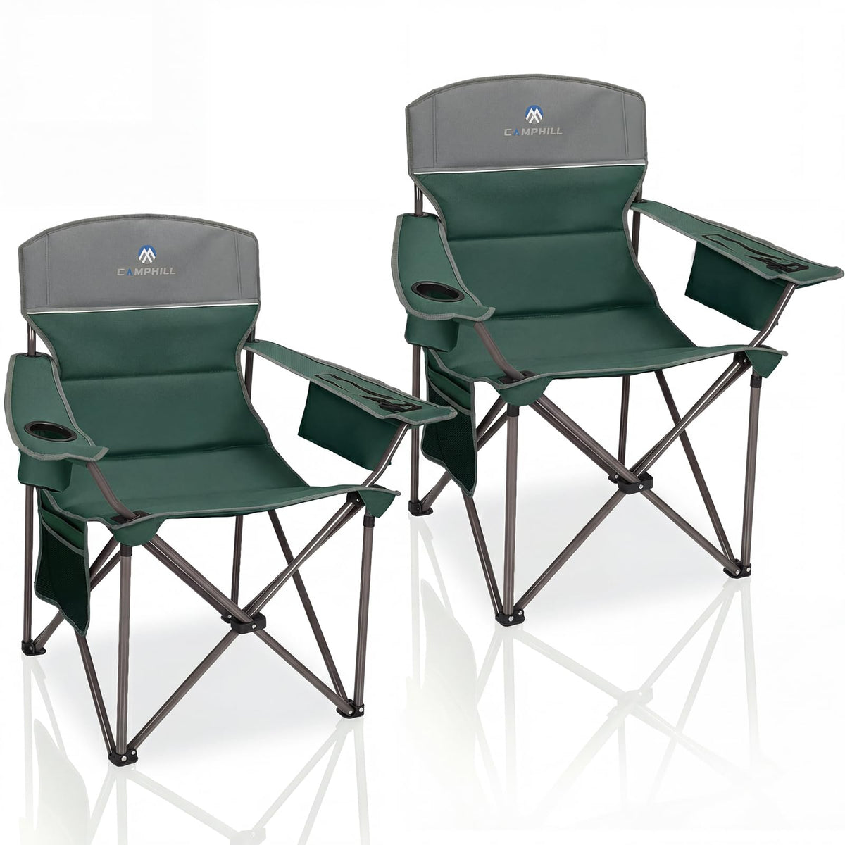 Oversized 2 Pack Heavy Duty Padded Camping Chair with Cooler Bag P411457