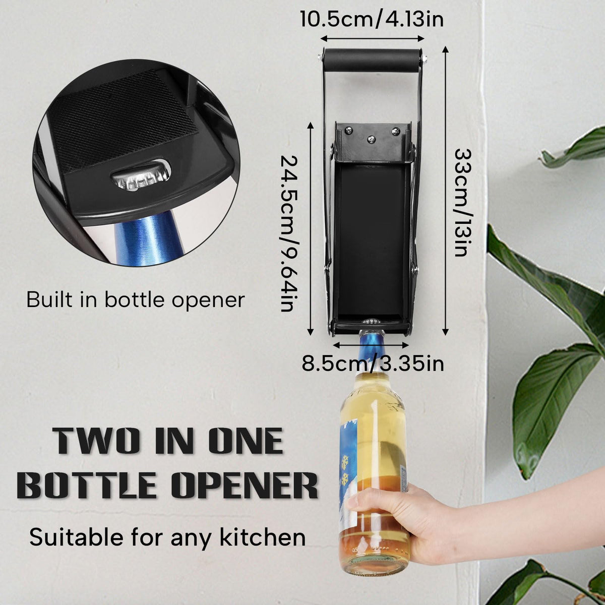 16 oz Black Wall-Mounted Aluminum Can Crusher P667
