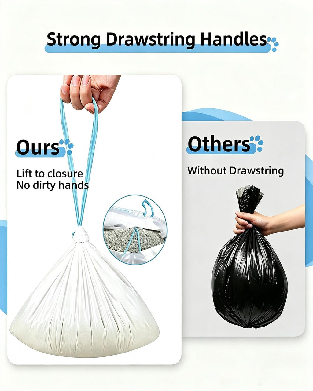 120 Count Drawstring Cat Litter Bags Y2509