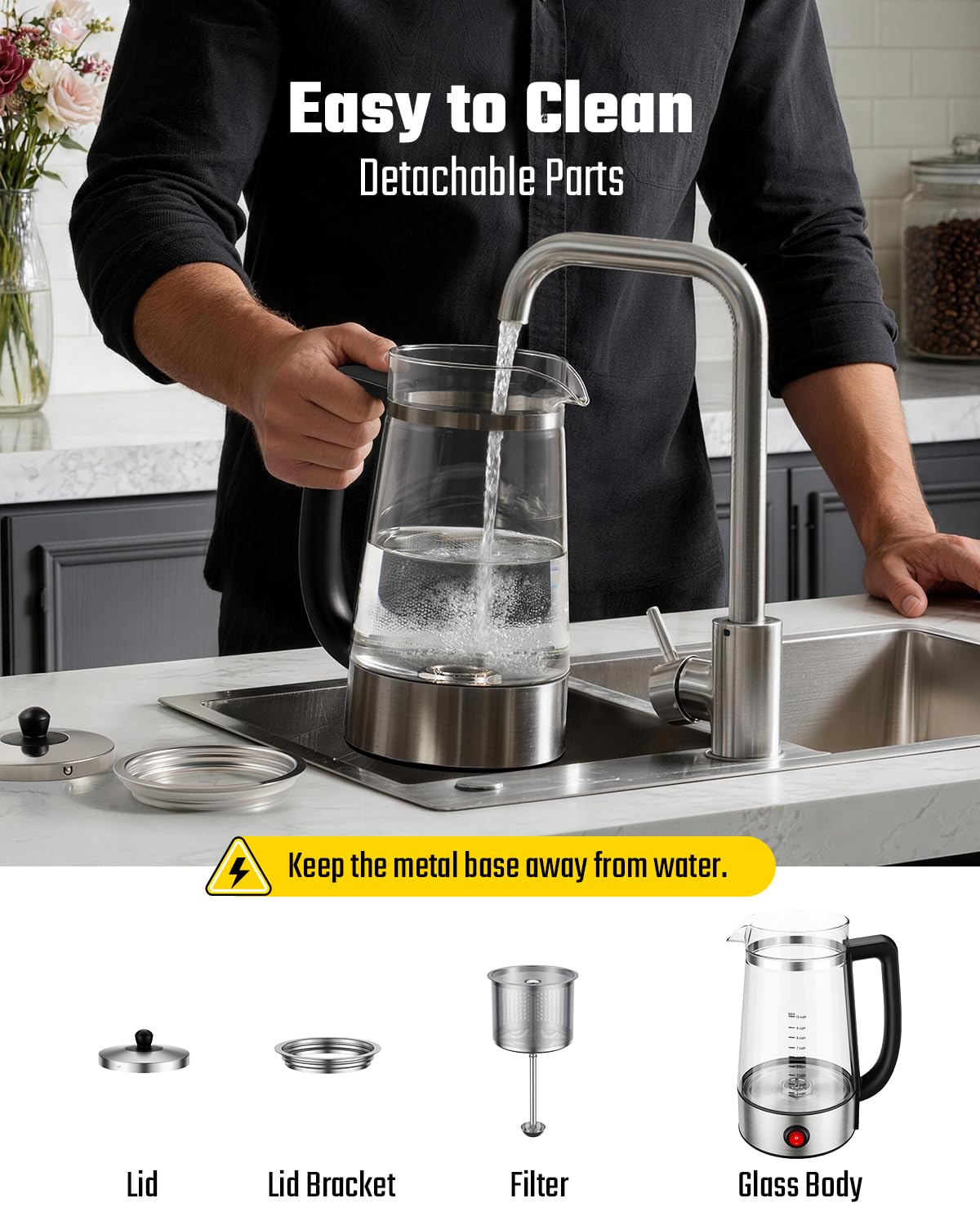 10-Cup Electric Percolator Coffee Pot with Borosilicate Carafe A485