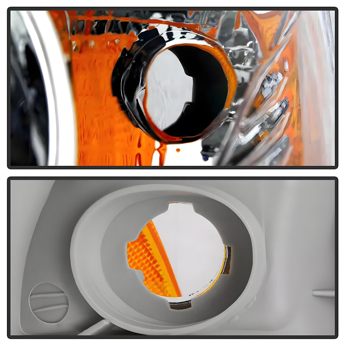 Chrome Amber Headlight Assembly Set Q31266