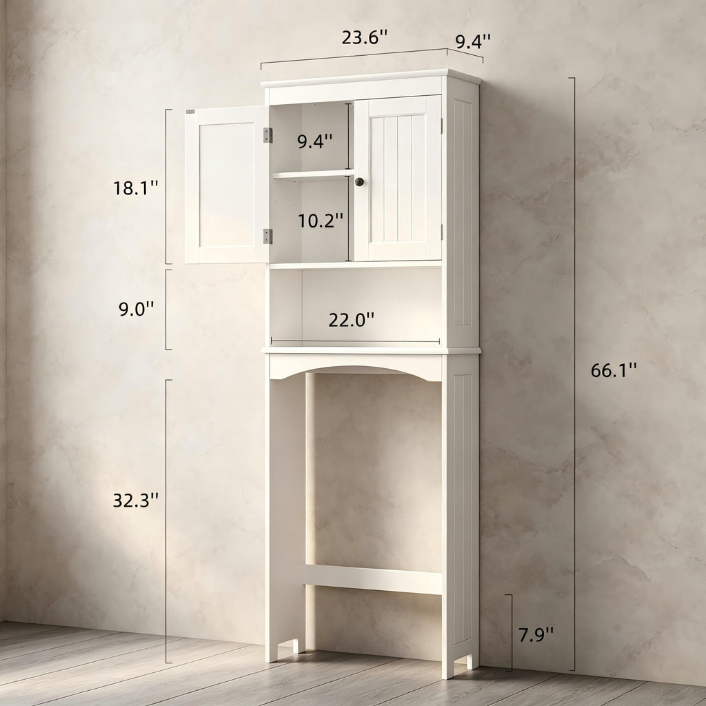 Over The Toilet Storage Cabinet with Open Shelf White N223553