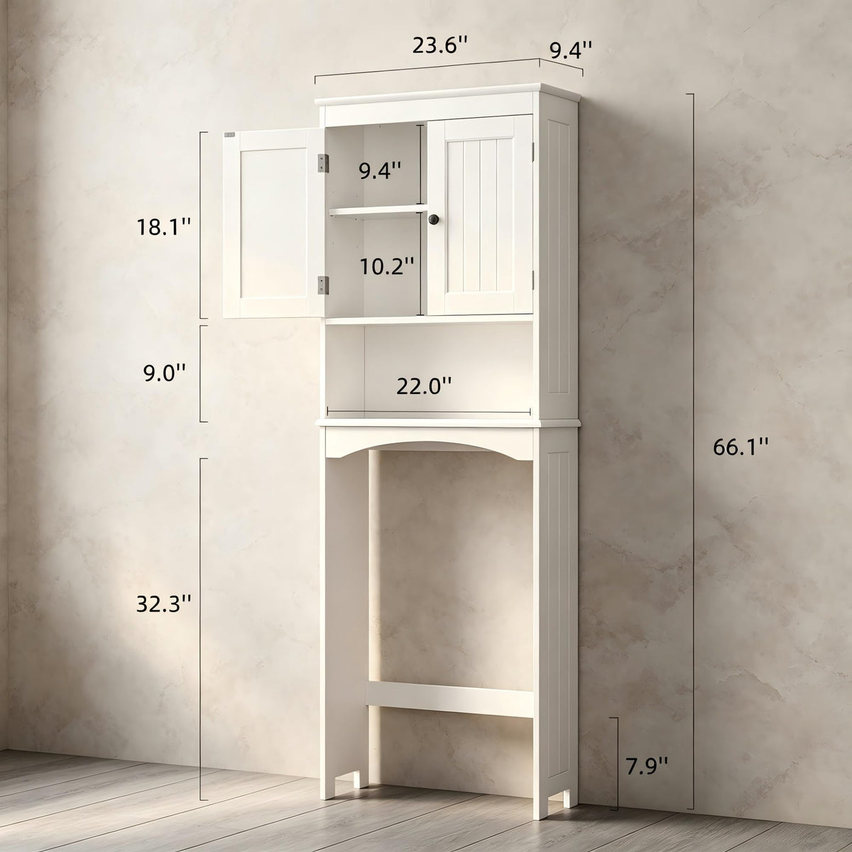 Over The Toilet Storage Cabinet with Open Shelf White N223553