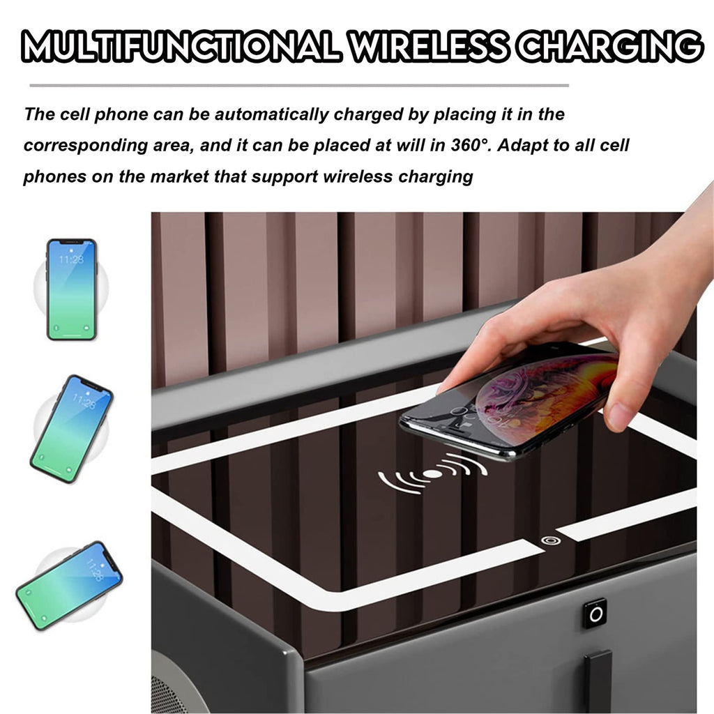 3-Color LED Nightstand with Wireless Charging Station and USB T90456
