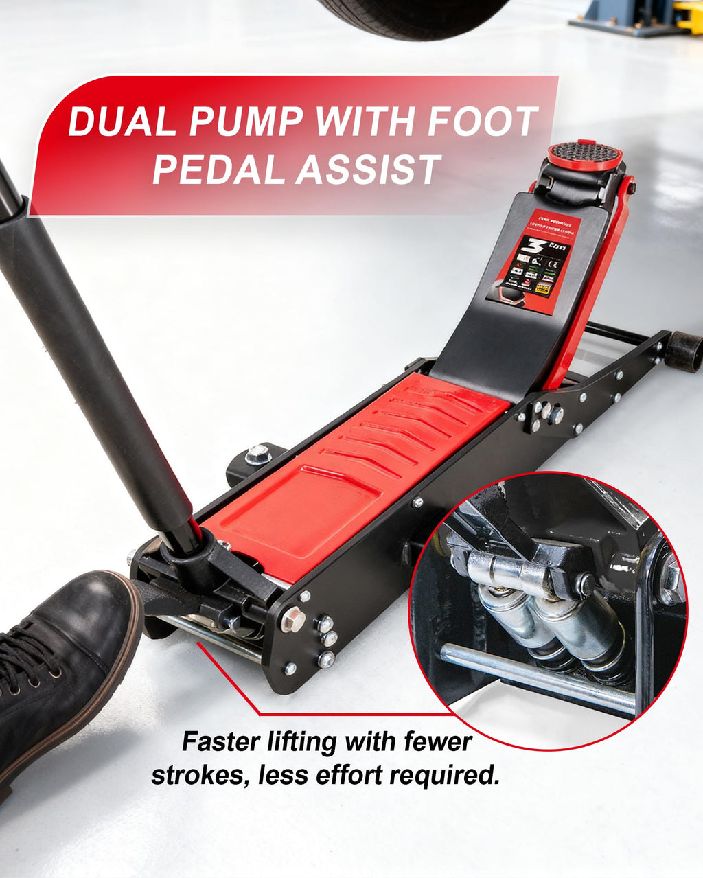 3 Ton Low Profile Floor Jack with Foot Pedal Z4136