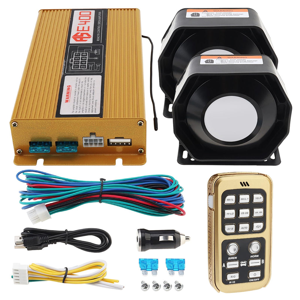 12V 400W 18 Tones Police Siren PA System with Horn Speaker & Remote Control W25130