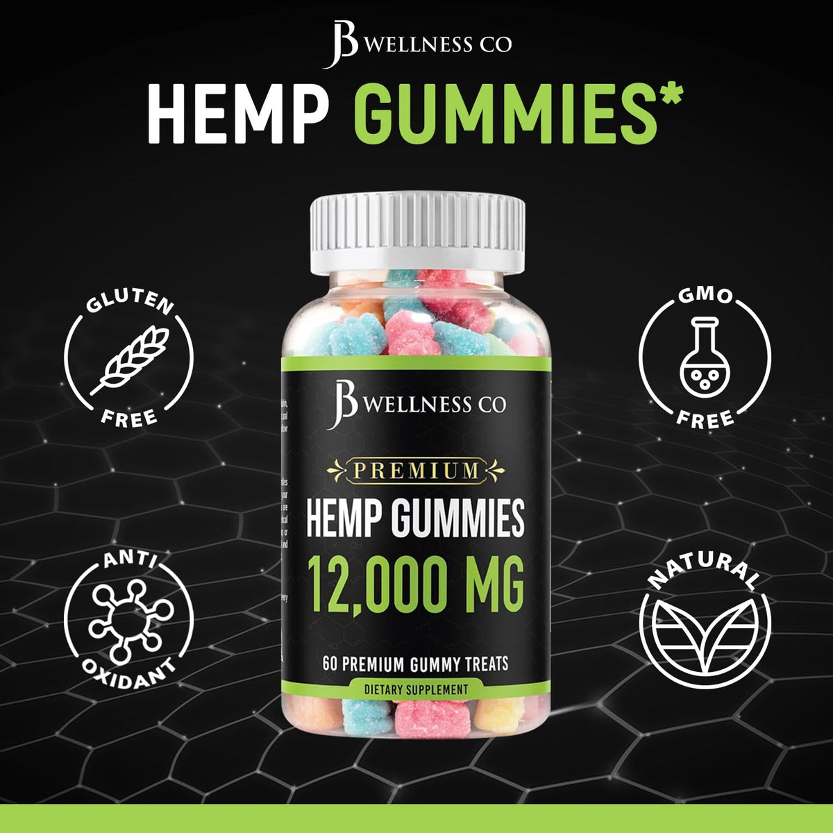 Hemp Gummies 12,000 Vitamins & Omega 3,6,9 120 Count Z389