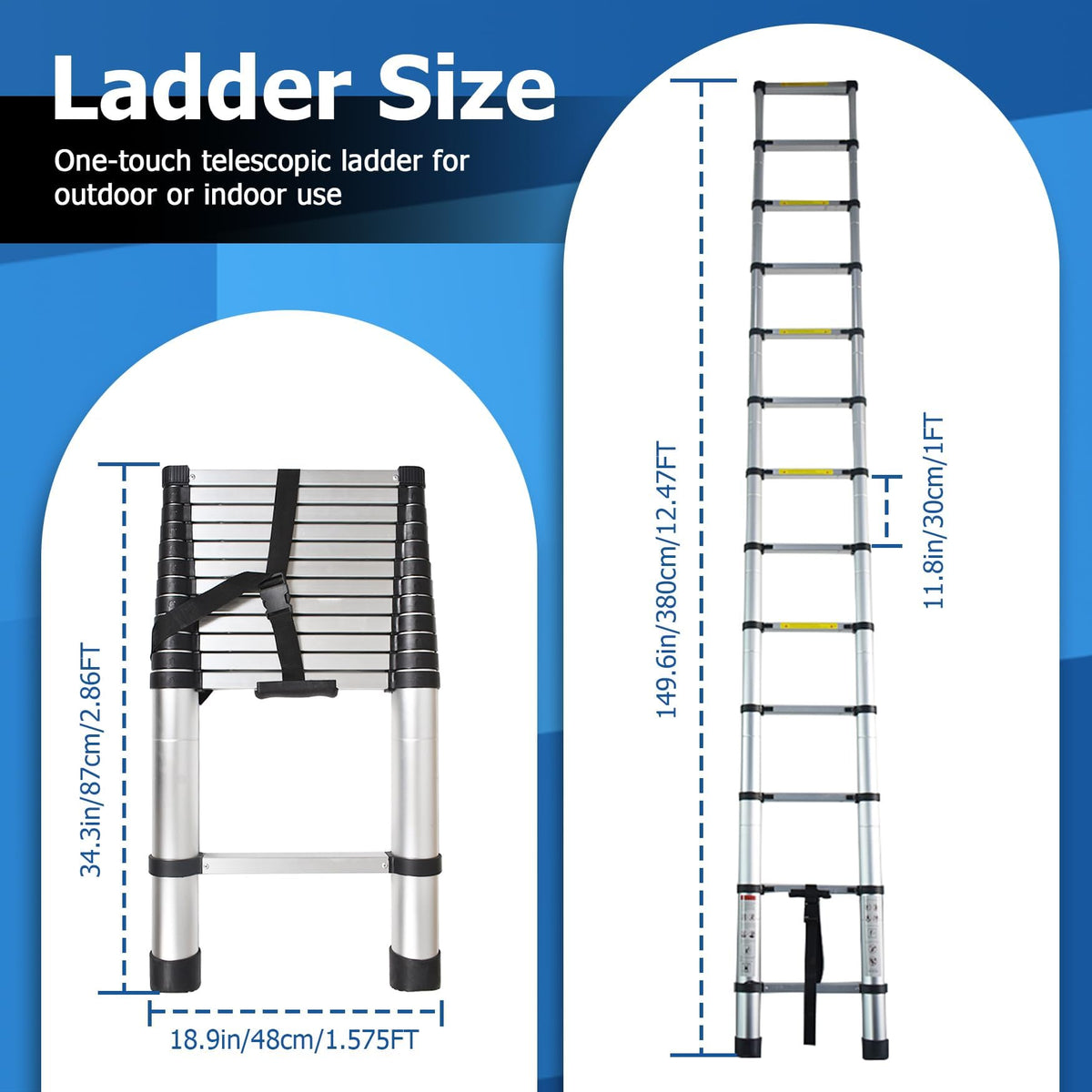 12.5 FT Aluminum Telescoping Ladder Z310