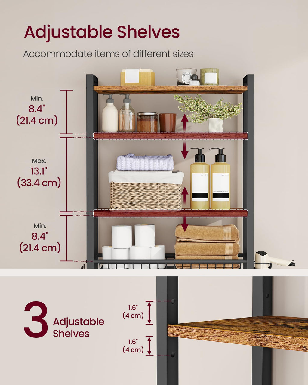 4-Tier Over the Toilet Storage with Basket V376930
