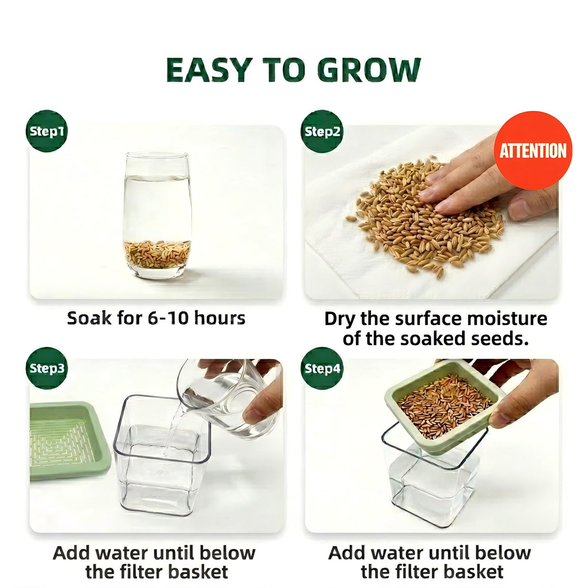 Cat Grass Kit with 5 Pack Non GMO Seeds & Scissors J176