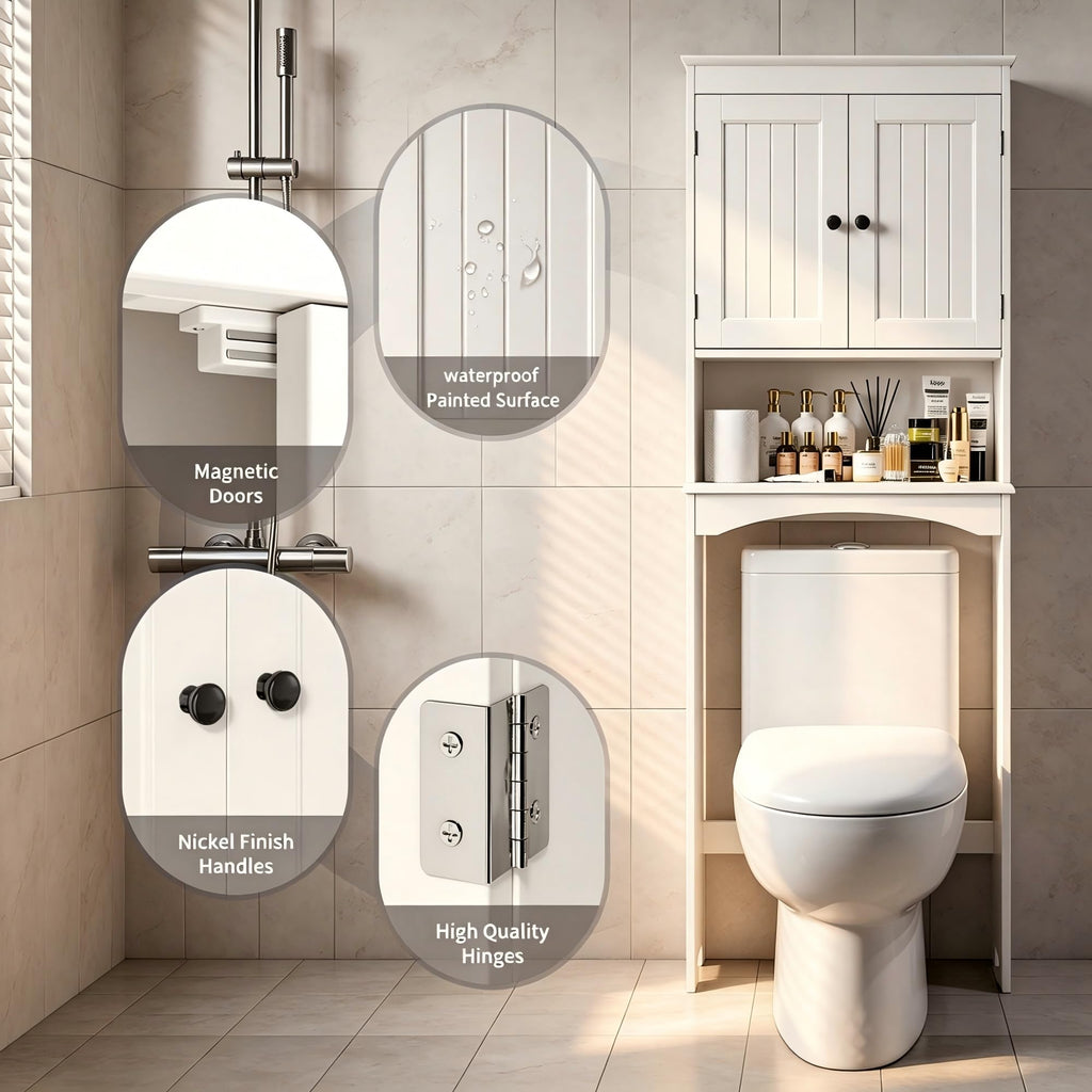 Over The Toilet Storage Cabinet with Open Shelf White N223553