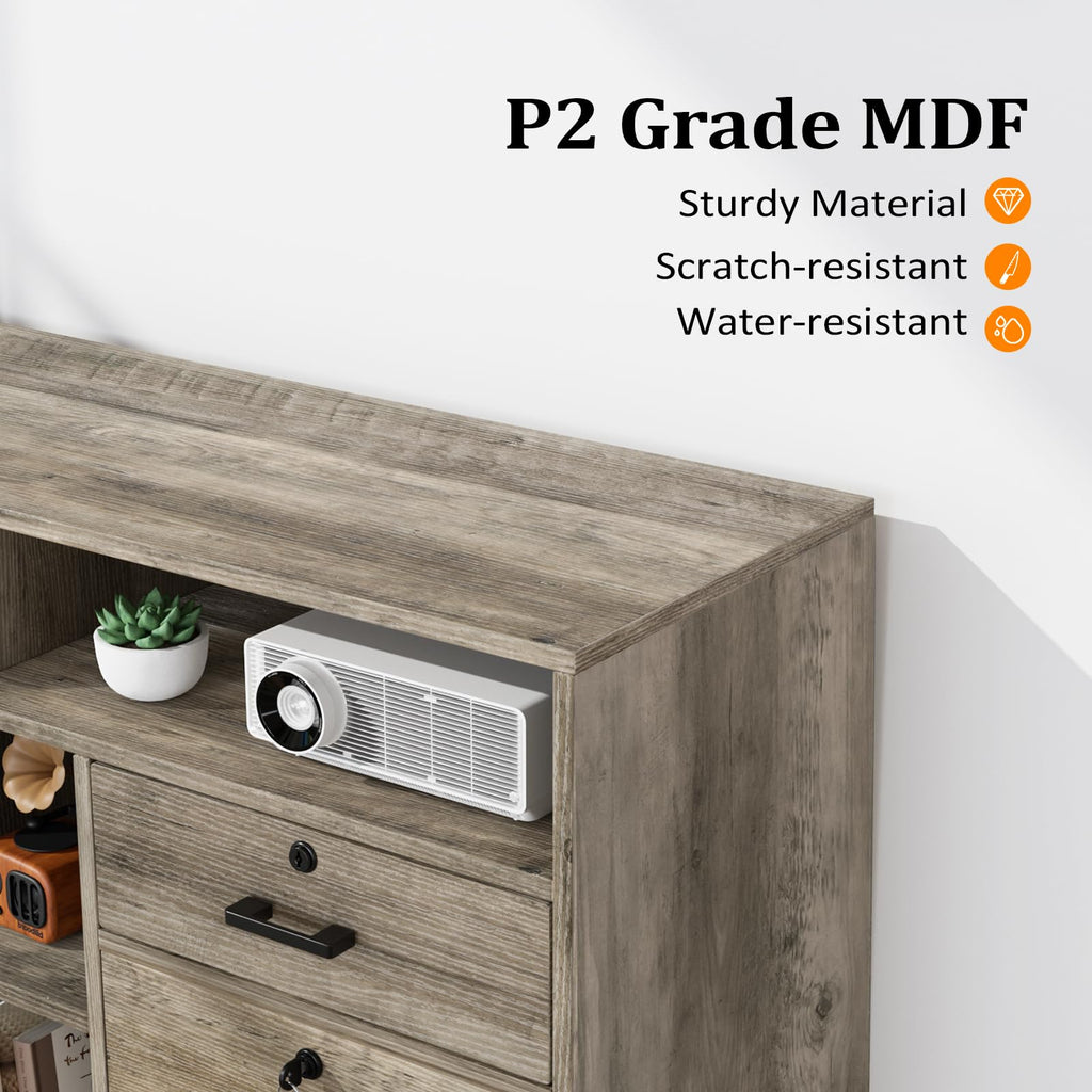 Rustic Grey 4 Drawer File Cabinet with Lock F475
