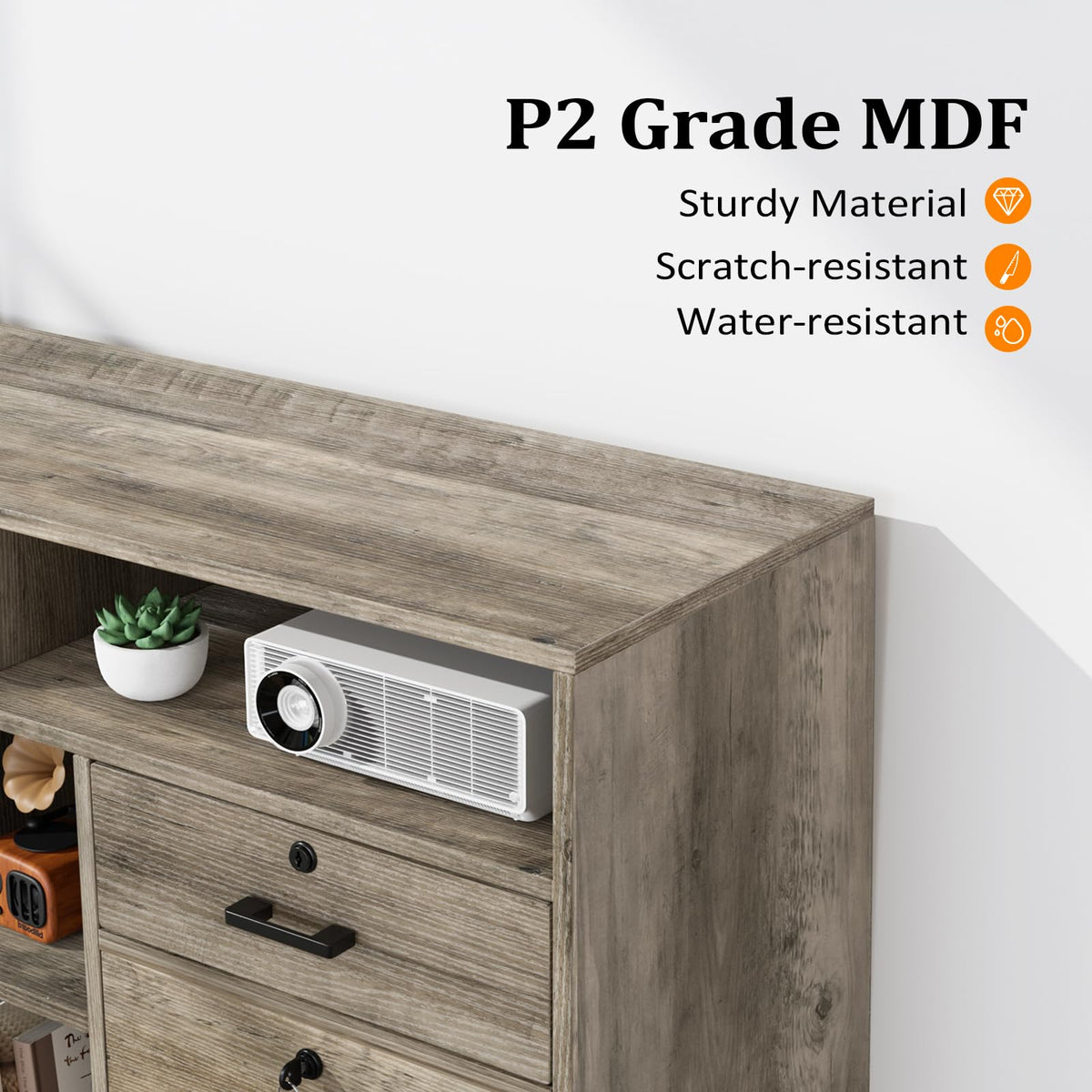 Rustic Grey 4 Drawer File Cabinet with Lock F475