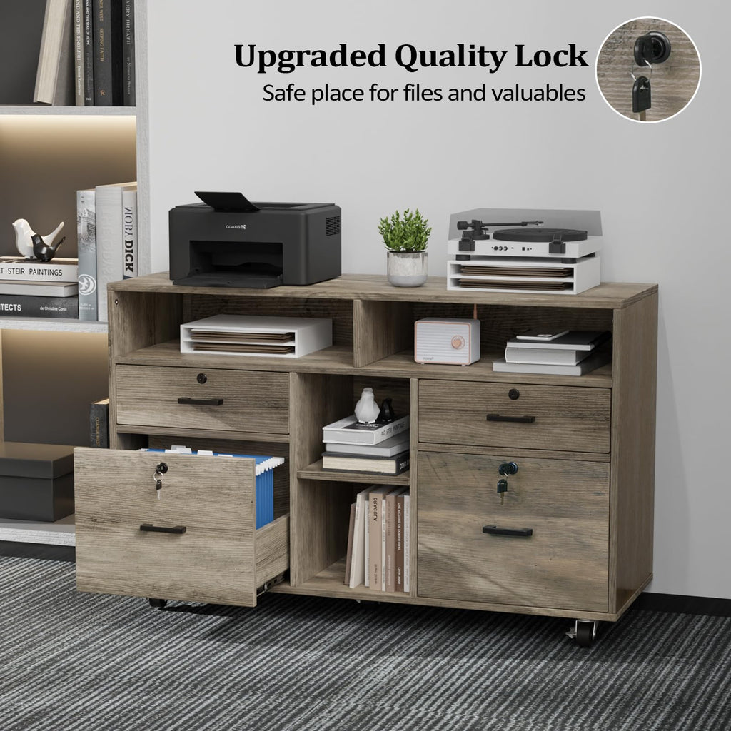 Rustic Grey 4 Drawer File Cabinet with Lock F475