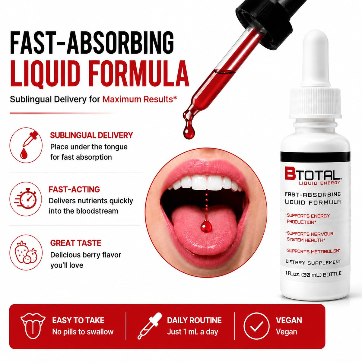 Berry 2 fl oz Sublingual Vitamin B Complex Liquid Drops I16719