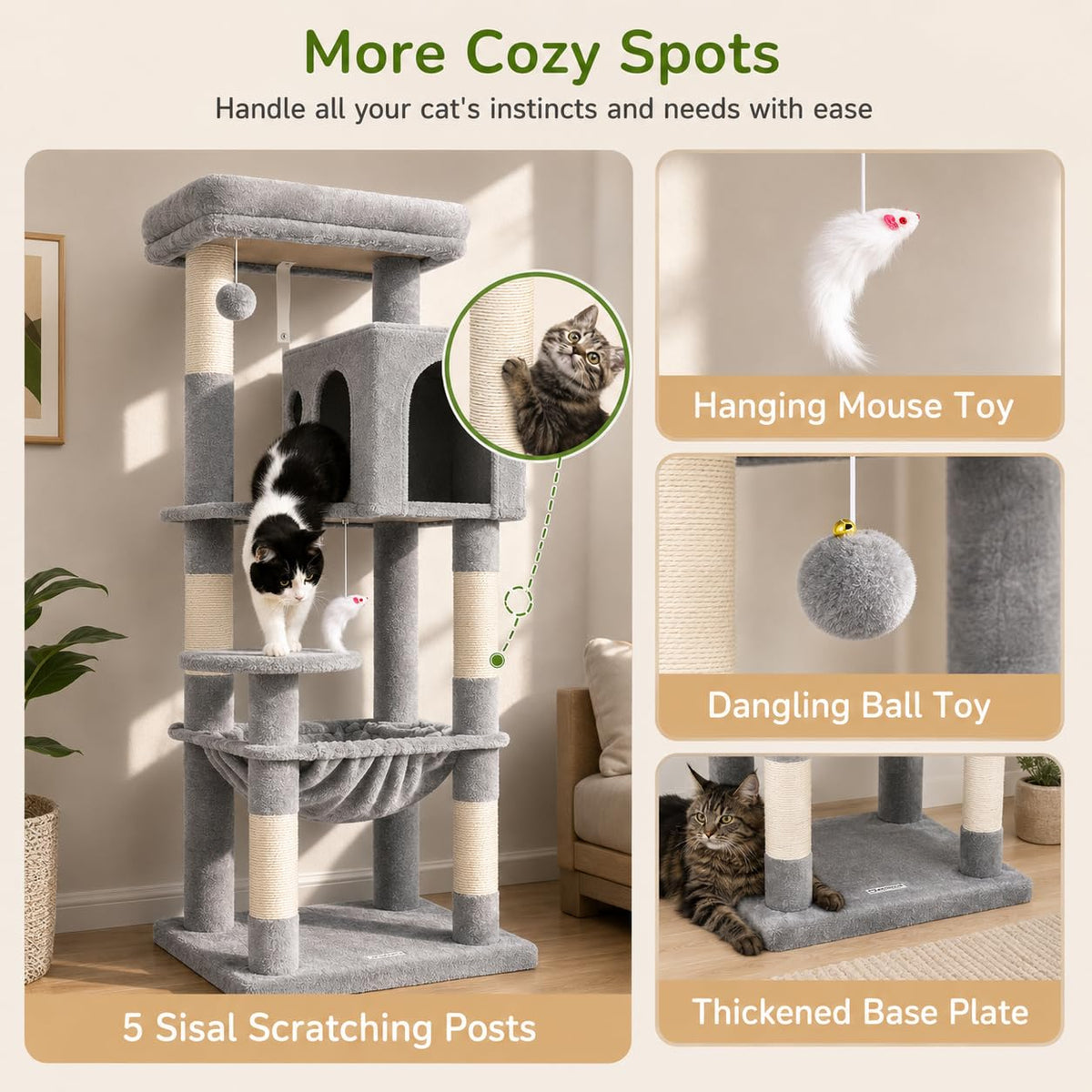 Cat Tree Tower with Scratching Post U5944