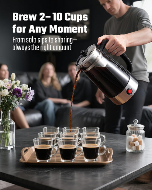 10-Cup Electric Percolator Coffee Pot with Borosilicate Carafe A485