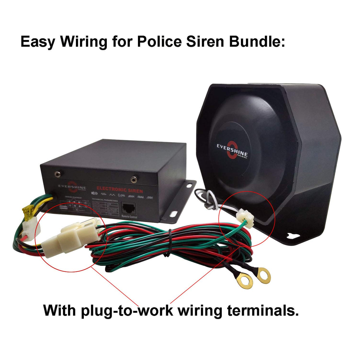 100W Police Siren PA System Kit with Slim Speaker Handheld Microphone H9227