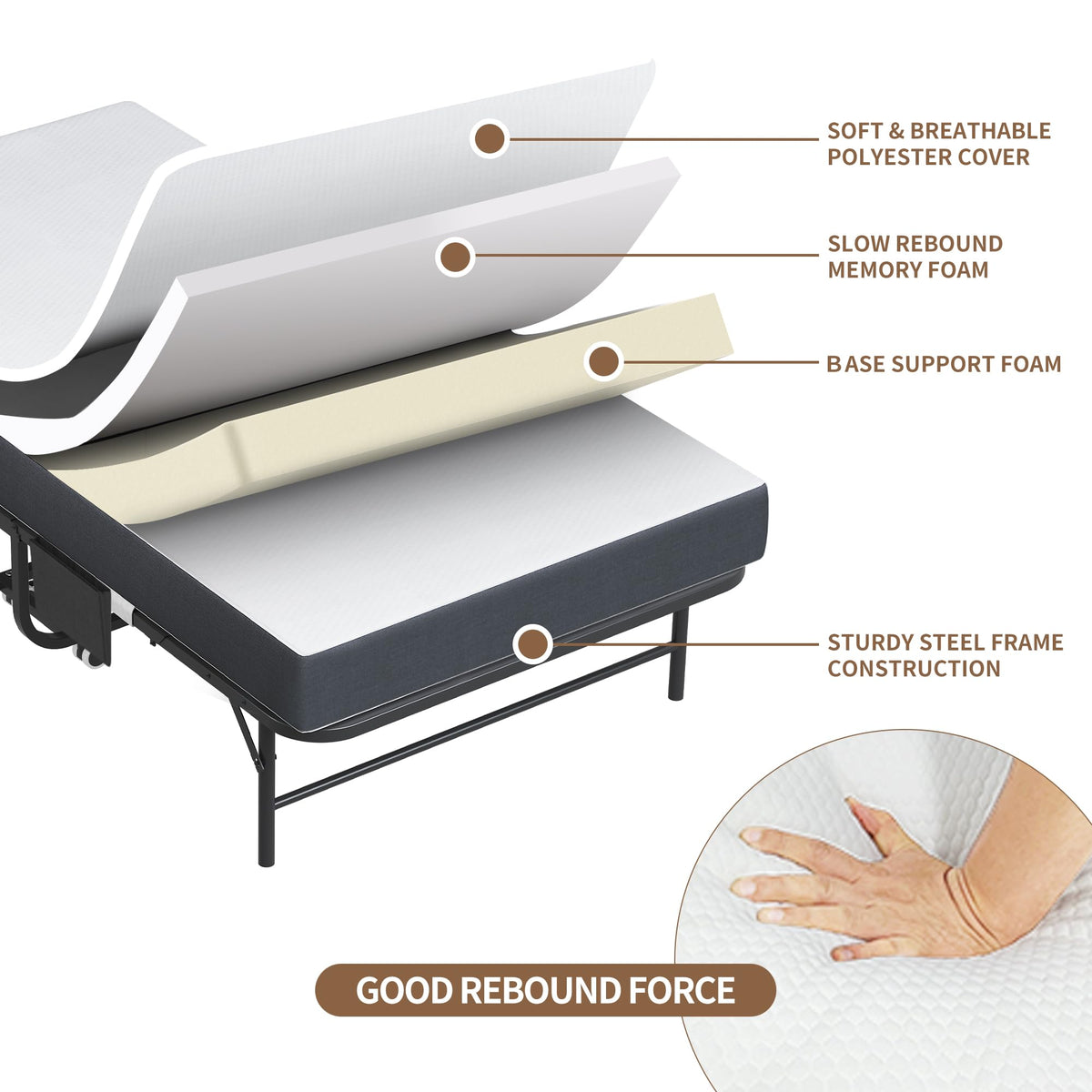 Folding Bed with Mattress & Headboard F772532
