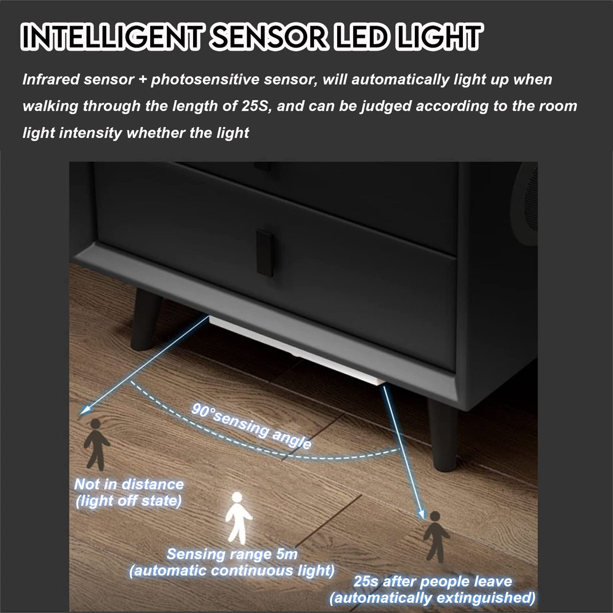 3-Color LED Nightstand with Wireless Charging Station and USB T90456