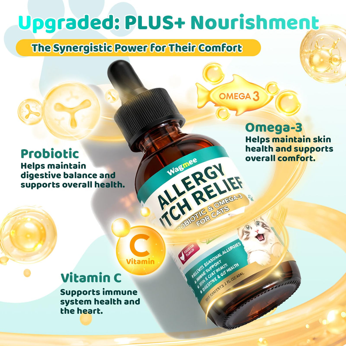Omega 3 & Probiotic 60ml Allergy Relief for Cats J583984