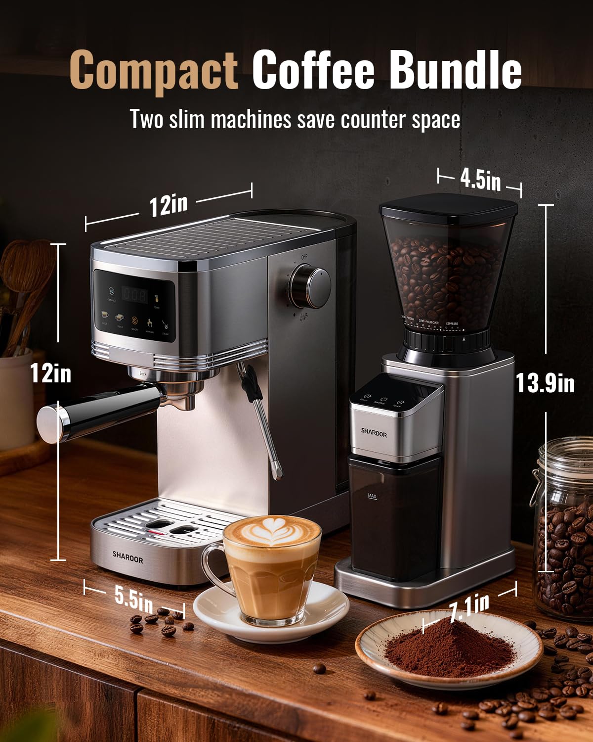 Espresso Machine with Grinder and 48 Grind Settings E1674