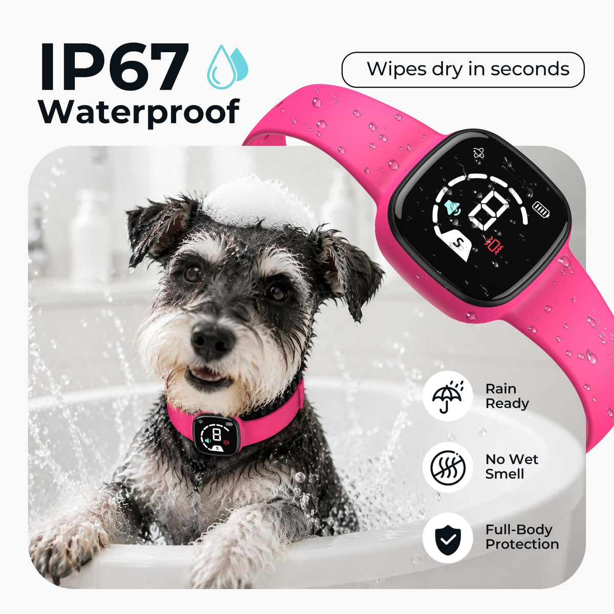 No Bark Collar with Silicone Strap, Pink L75719