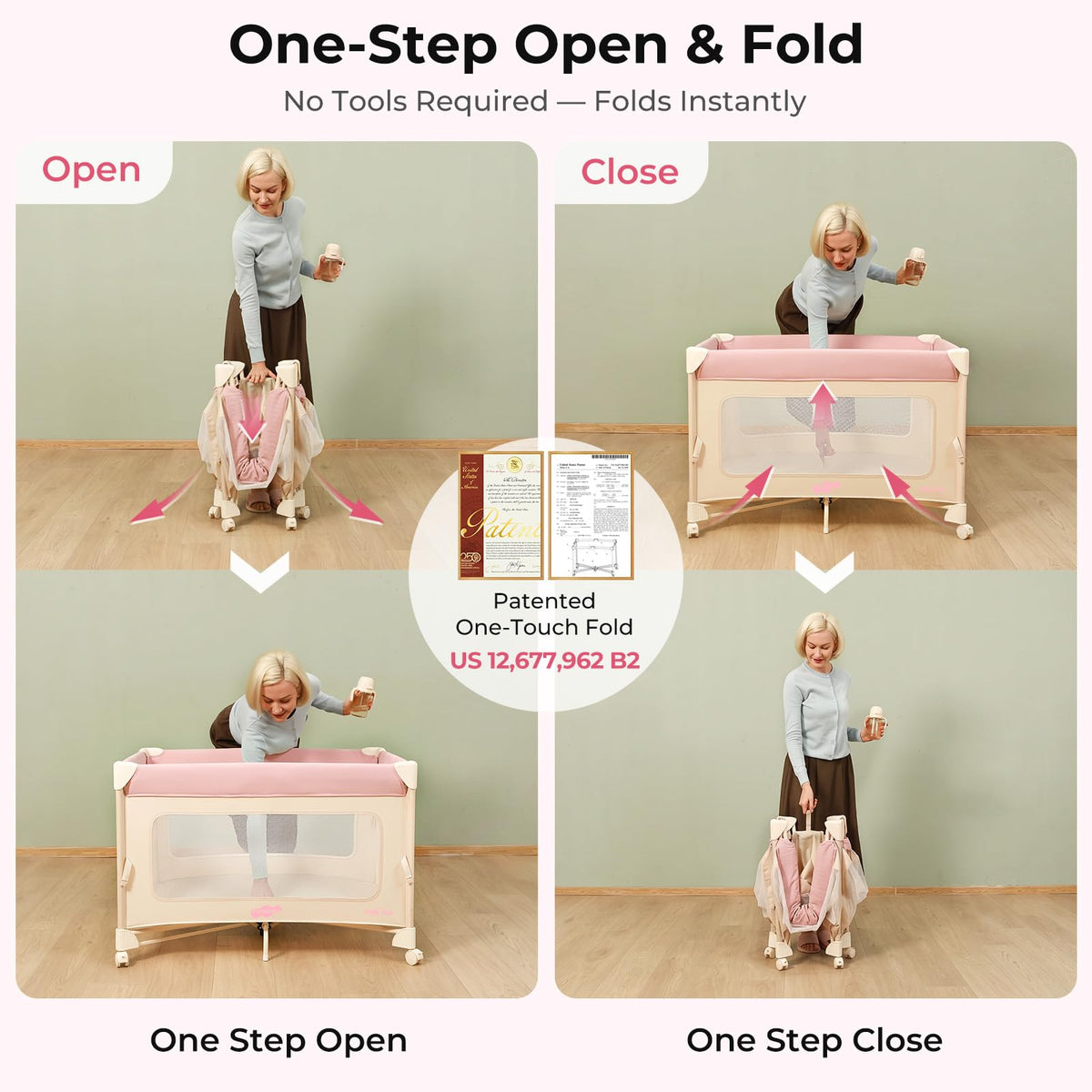 5 in 1 Pack and Play Bedside Crib Playard with Mattress Q694686