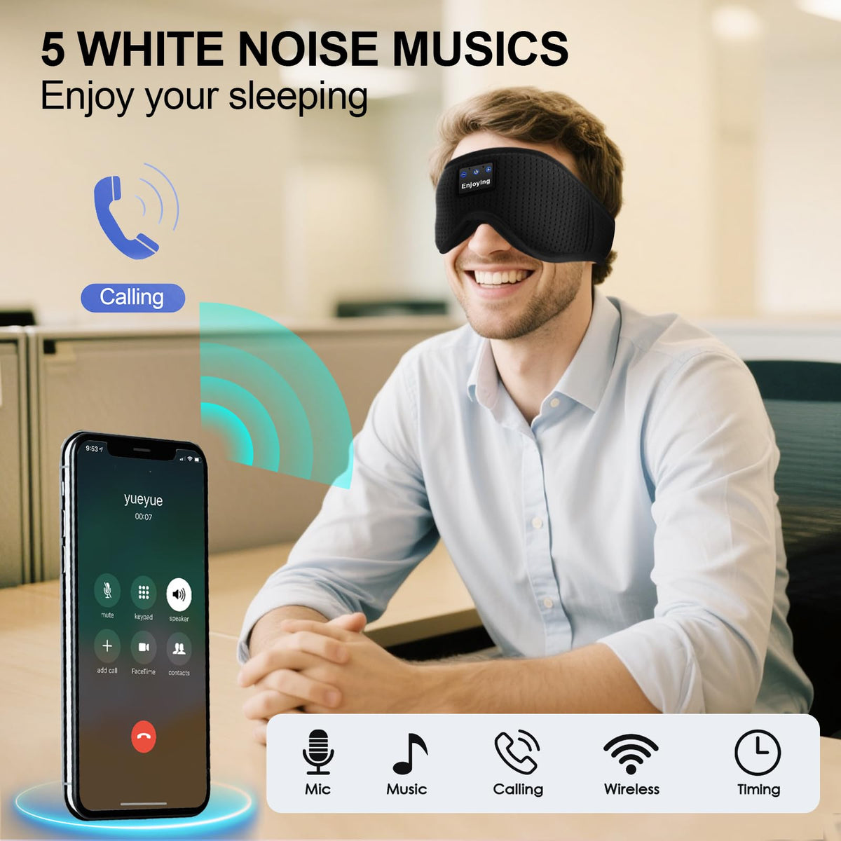Sleep Mask with Bluetooth Headphones E1660