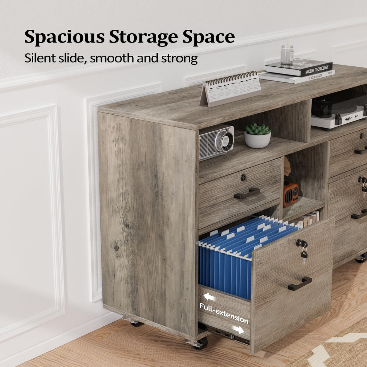 Rustic Grey 4 Drawer File Cabinet with Lock F475