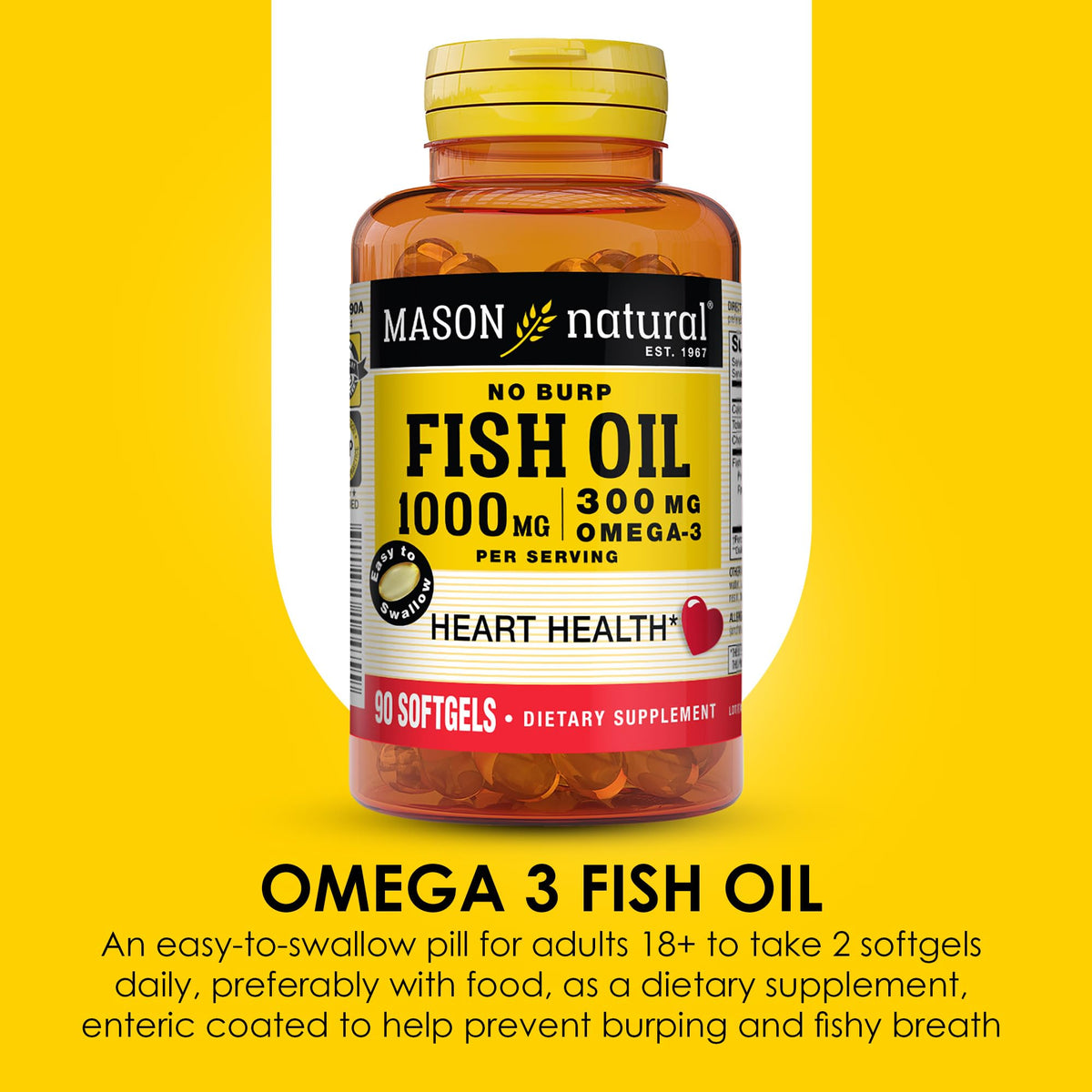Omega 3 Fish Oil 1000mg 90 Softgels U541