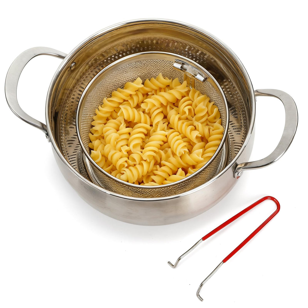 Set of 2 Stainless Steel Pasta Strainers with Removable Handle K93934