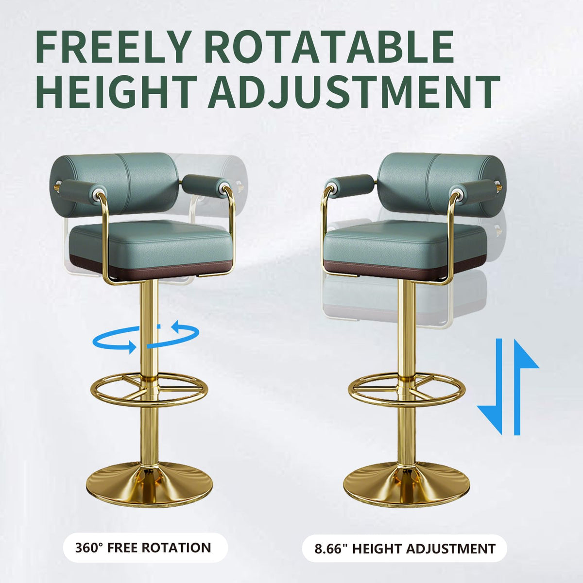 Set of 2 Green Adjustable PU Leather Bar Stools X957822