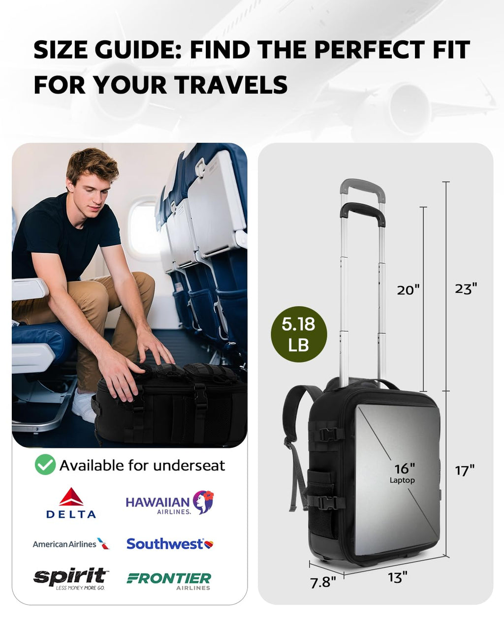 Rolling Wheeled Laptop Backpack S208