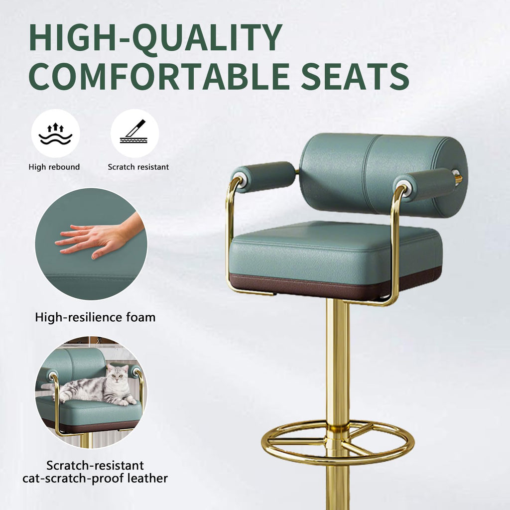 Set of 2 Green Adjustable PU Leather Bar Stools X957822