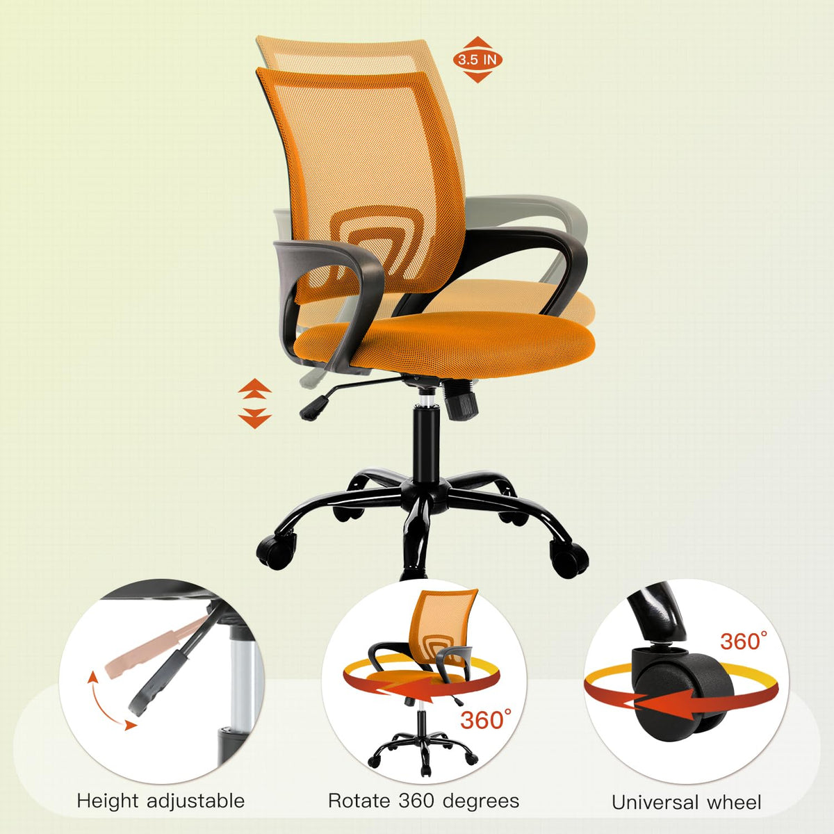 Orange Ergonomic Mesh Office Chair B408751