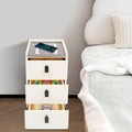 White Smart Nightstand with Wireless Charging Station & Adjustable LED Lights, 3 Drawers X783