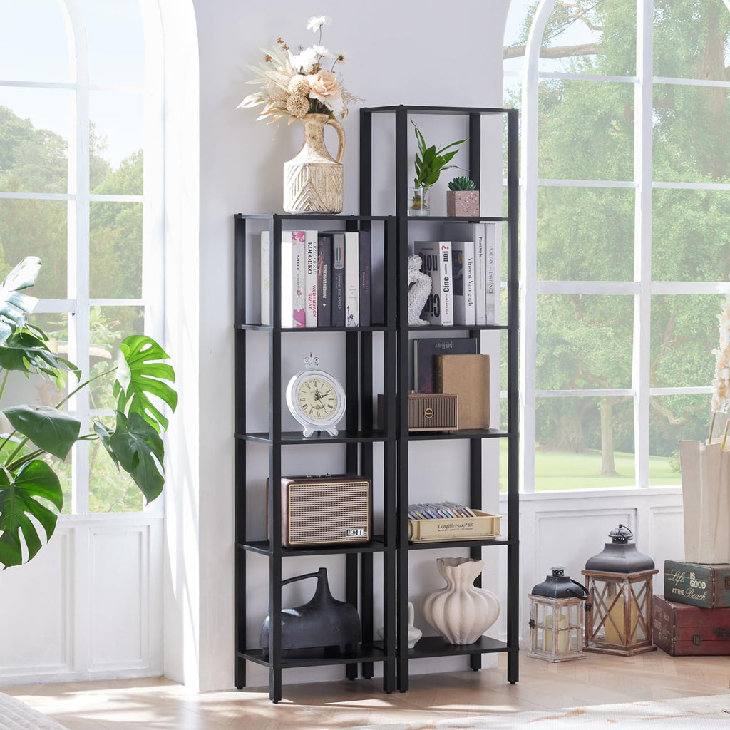 6 Tier Tall Skinny Black Bookshelf G555766