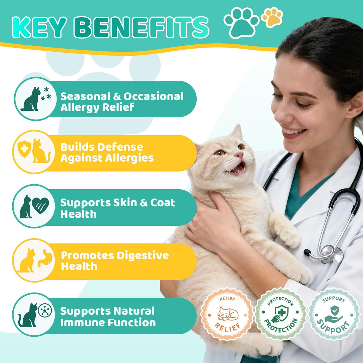 Omega 3 & Probiotic 60ml Allergy Relief for Cats J583984