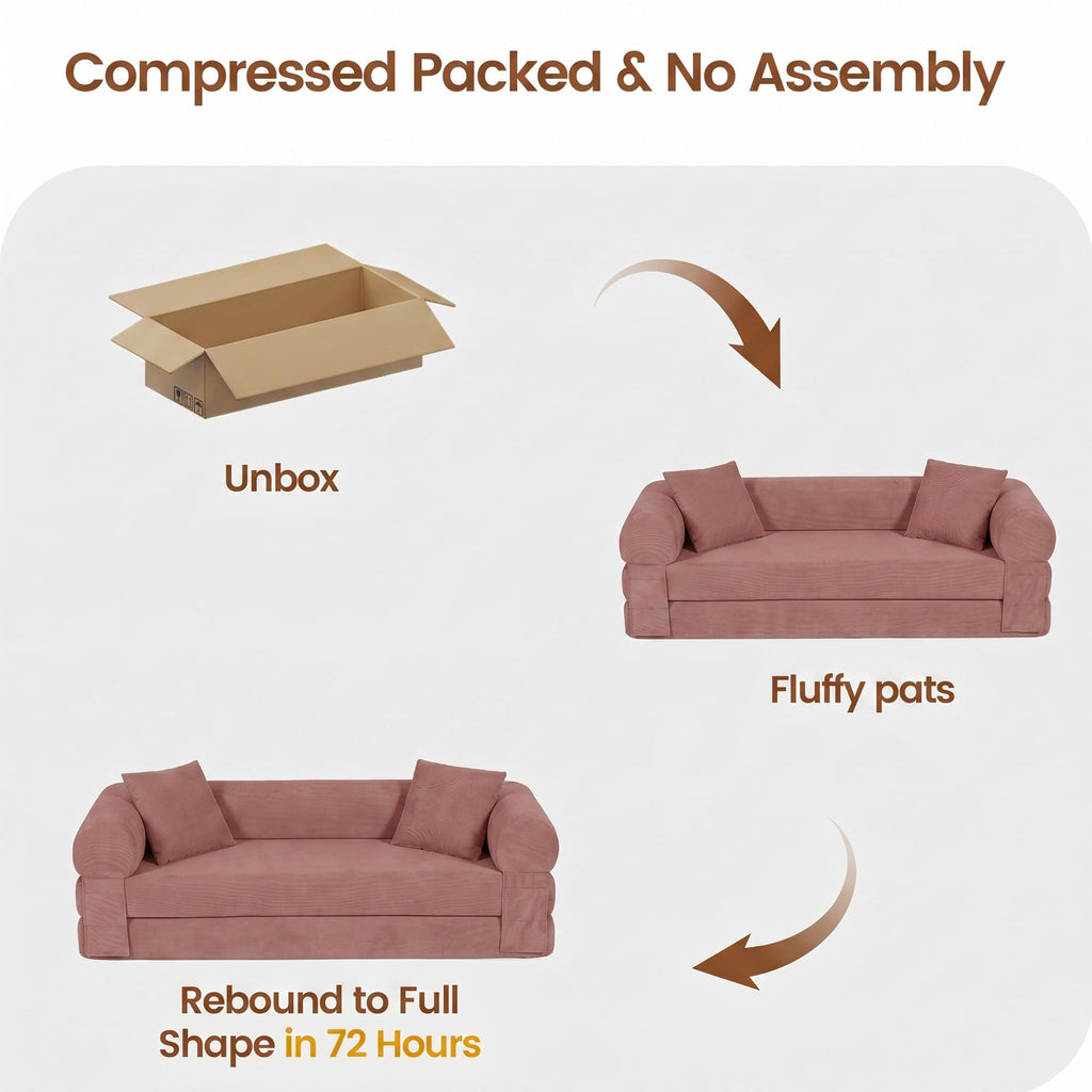 Pink Convertible Sofa Bed X75091