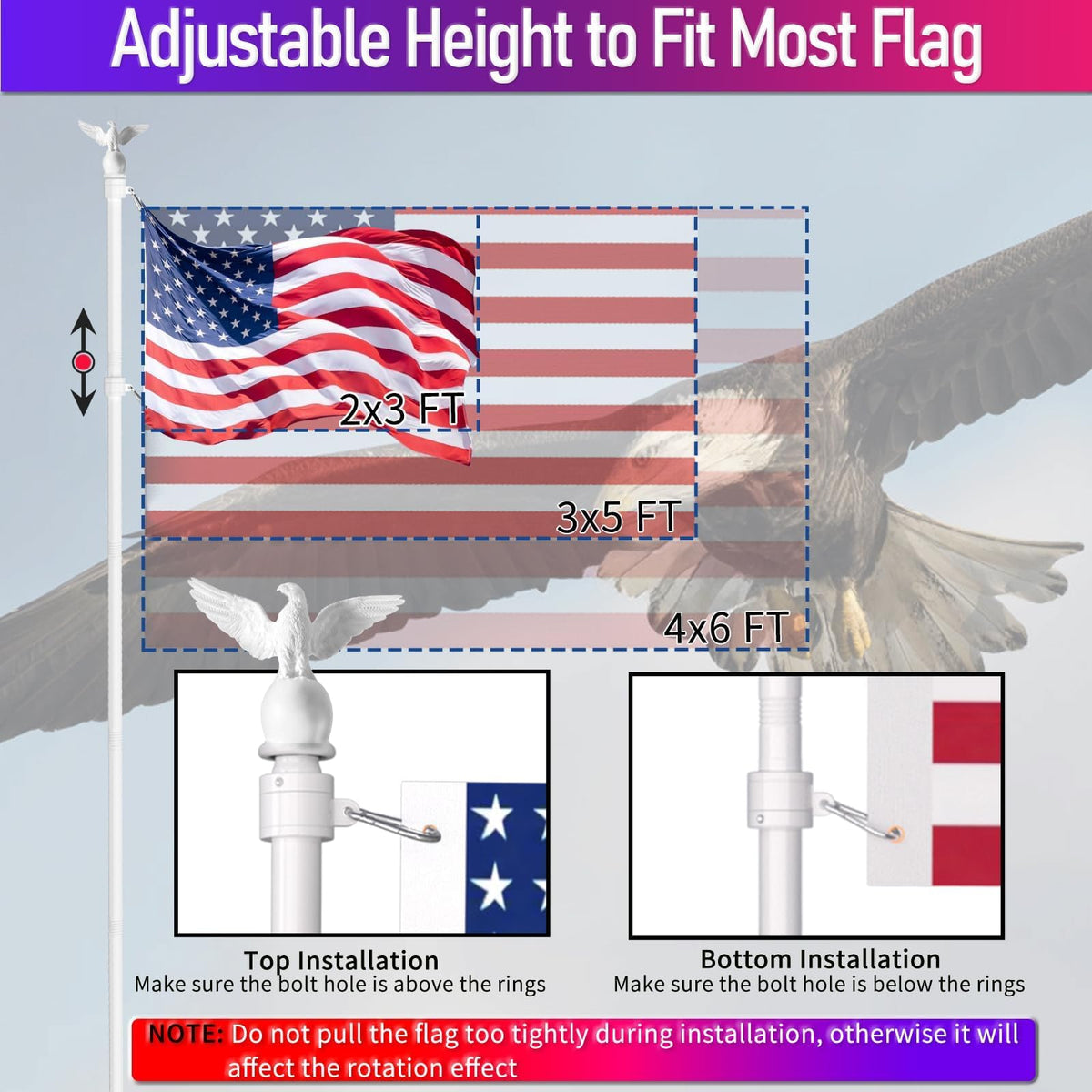 6FT Stainless Steel Flagpole Kit O141601
