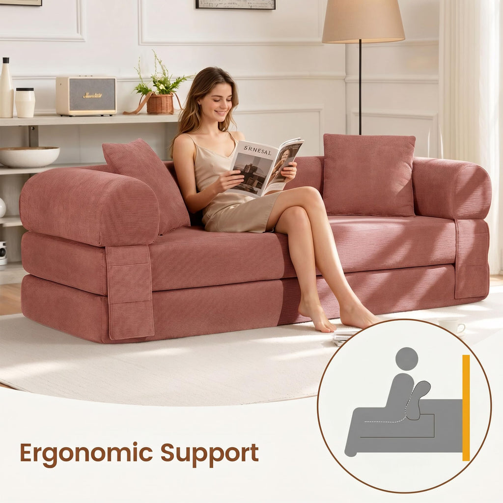 Pink Convertible Sofa Bed X75091